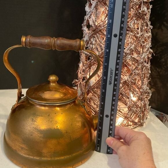 Vintage Antique 7" Copper Teapot Kettle with Lid - Picture 15 of 16